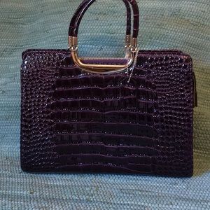 Beautiful Dasein Plum Croc Designed Handbag